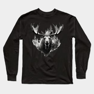 Elk deer nature Scandinavian forest Long Sleeve T-Shirt